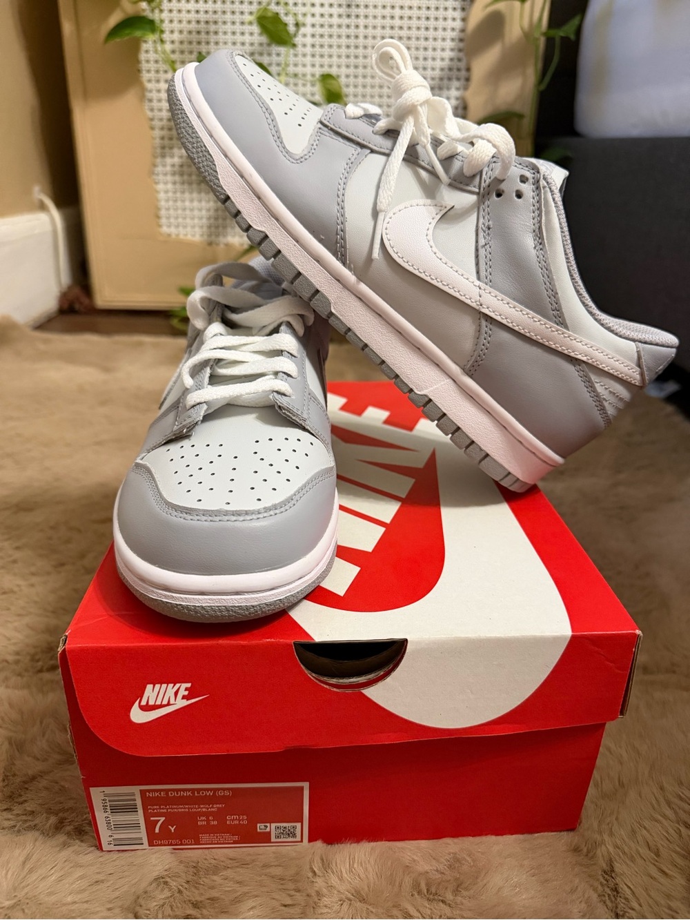 Nike Kids Grey and White Low-Top Sneakers